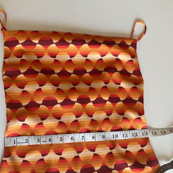 Urban Outfitters Orange & Red Geometric 70's Retro Mini Slip Dress Size XS - Picture 9 of 10